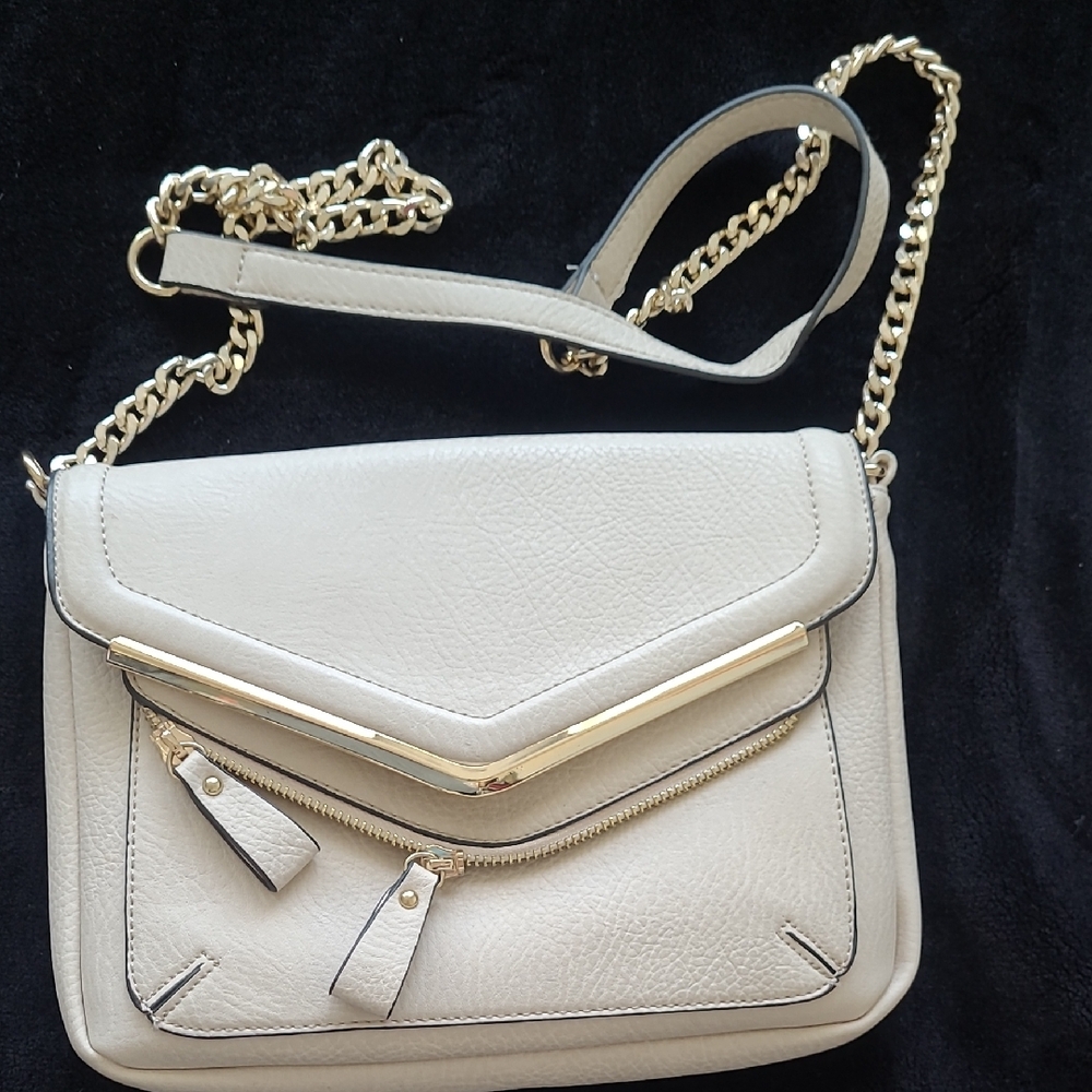 Madison West Cream Crossbody Bag with Gold Accents